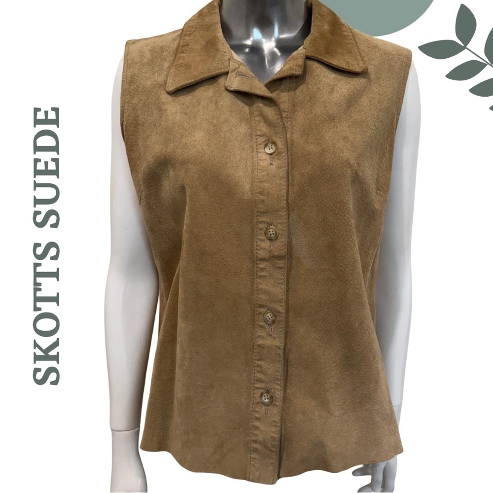 Vintage Skotts Tan Suede Vest | Made in Canada | Button Front | Size Large